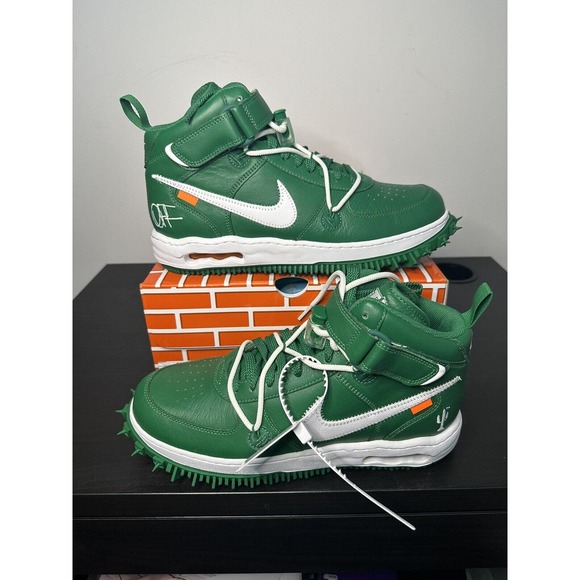 Nike Air Force 1 Mid x Off-White Shoes Pine Green DR0500-300 Men's Sizes 10.5! - Picture 1 of 8